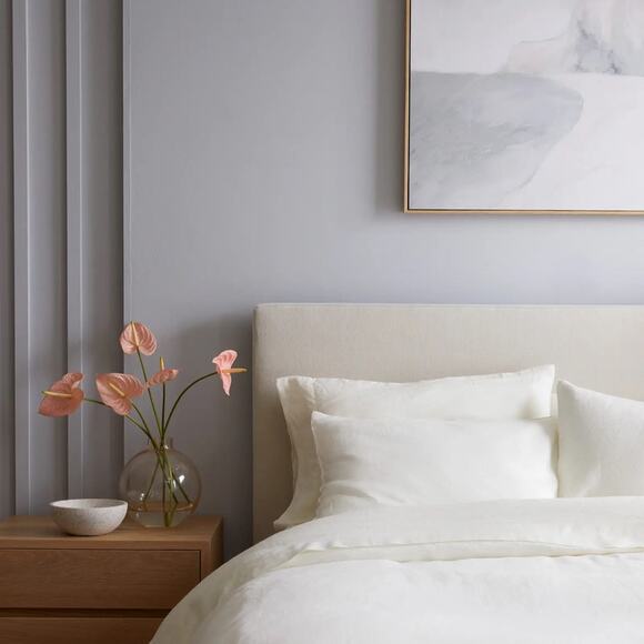 Quince European Linen Duvet Cover Set Ivory Size King/CalKing - Picture 10 of 16